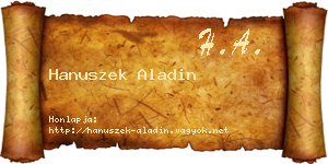 Hanuszek Aladin névjegykártya